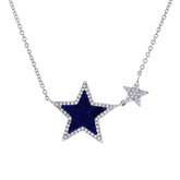 0.18ct Diamond & 0.70ct Lapis 14k White Gold Star Necklace